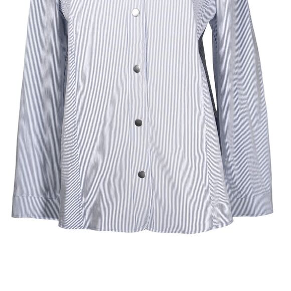 Chico's Women's Jacket Blue White Striped Snap Button Stretch Blazer 3 US XL/16 - Picture 6 of 9